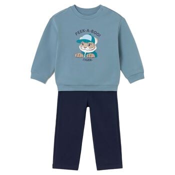 Younger Boys Blue & Navy Blue Tiger Trouser Set