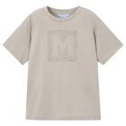 Boys Beige Logo T-Shirt, 1, hi-res