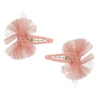 Girls Pink Knot Bow Hairclips ( 2 Pack ), 1, hi-res