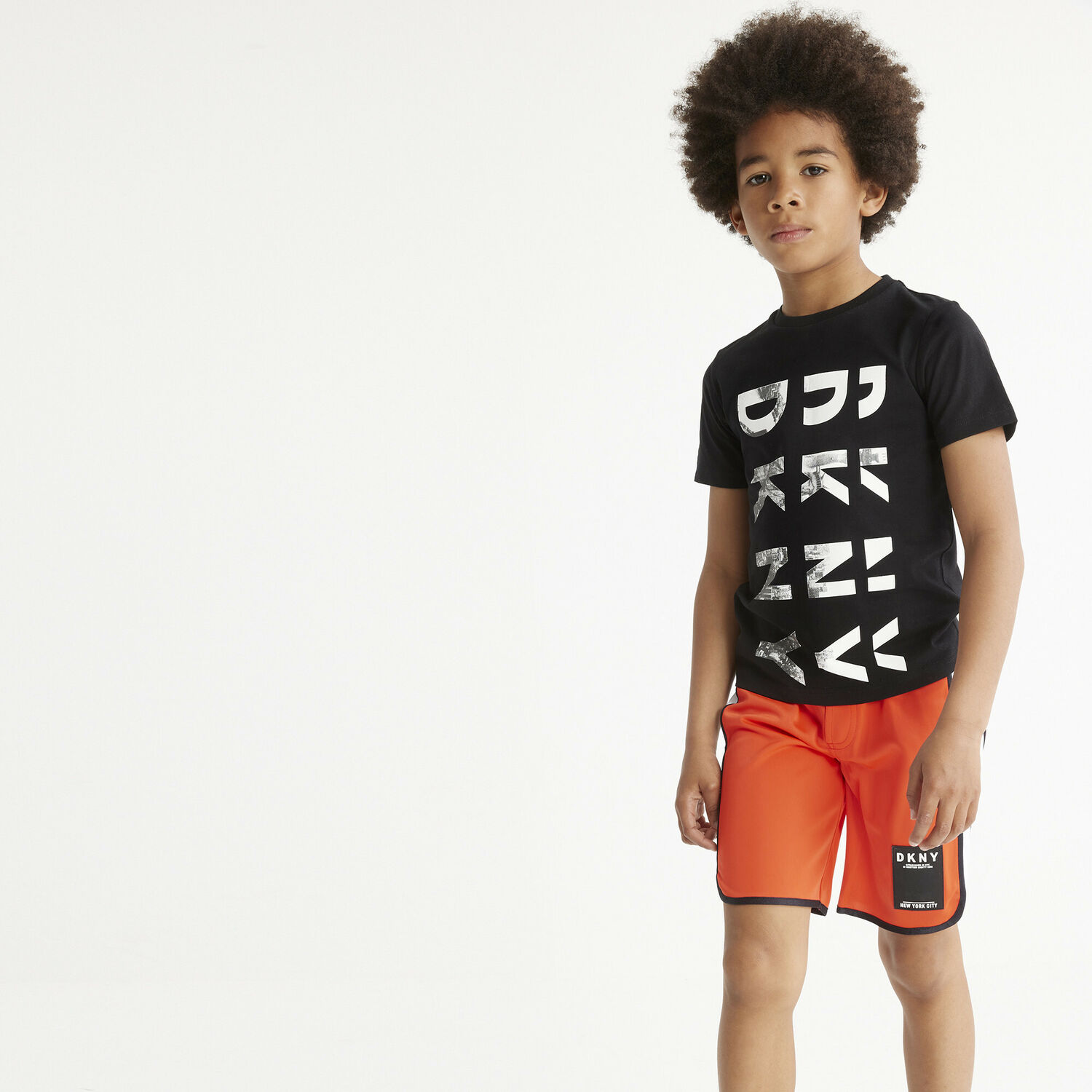 Boys Orange Logo Shorts, 1, hi-res
