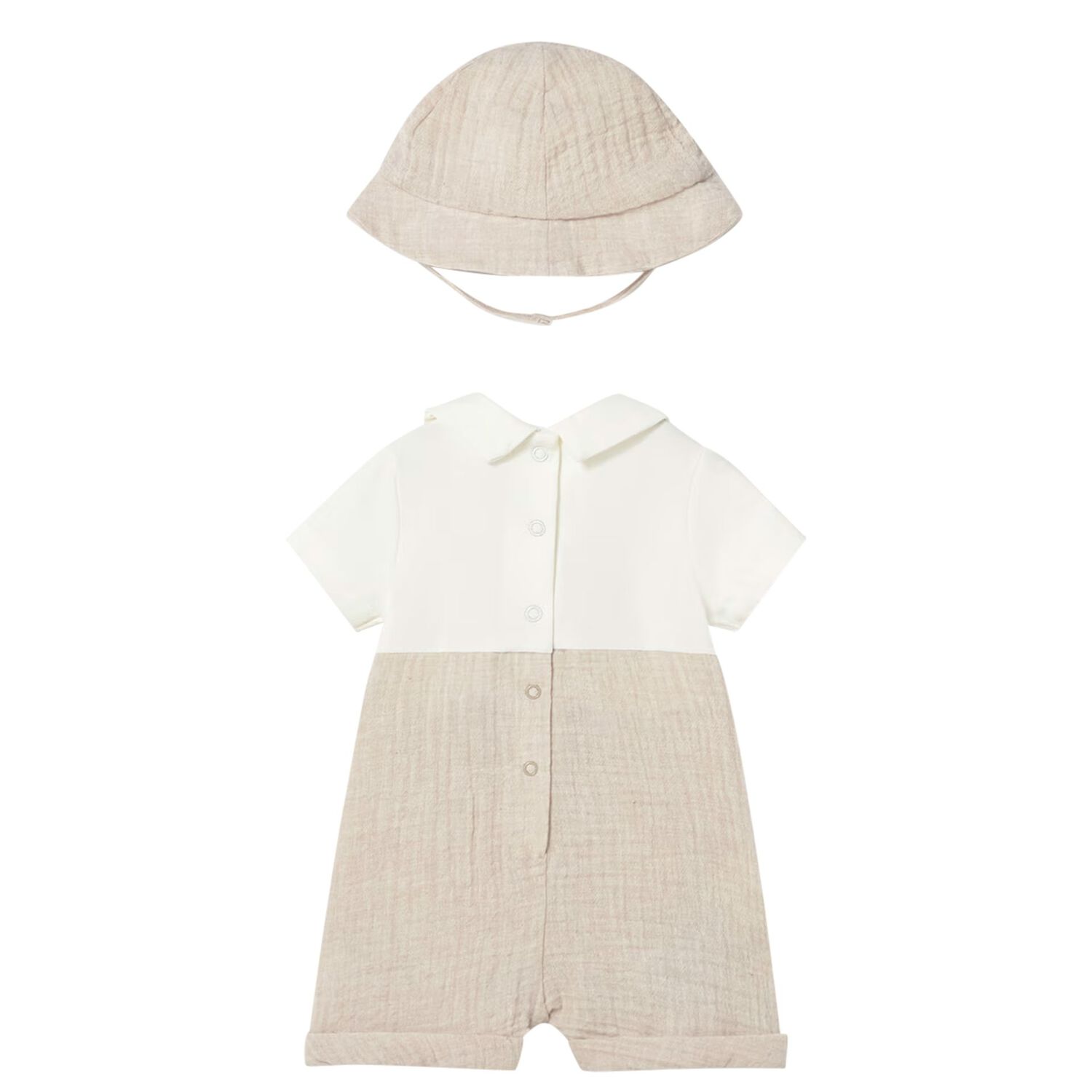Baby Boys Ivory & Beige Romper Set, 1, hi-res