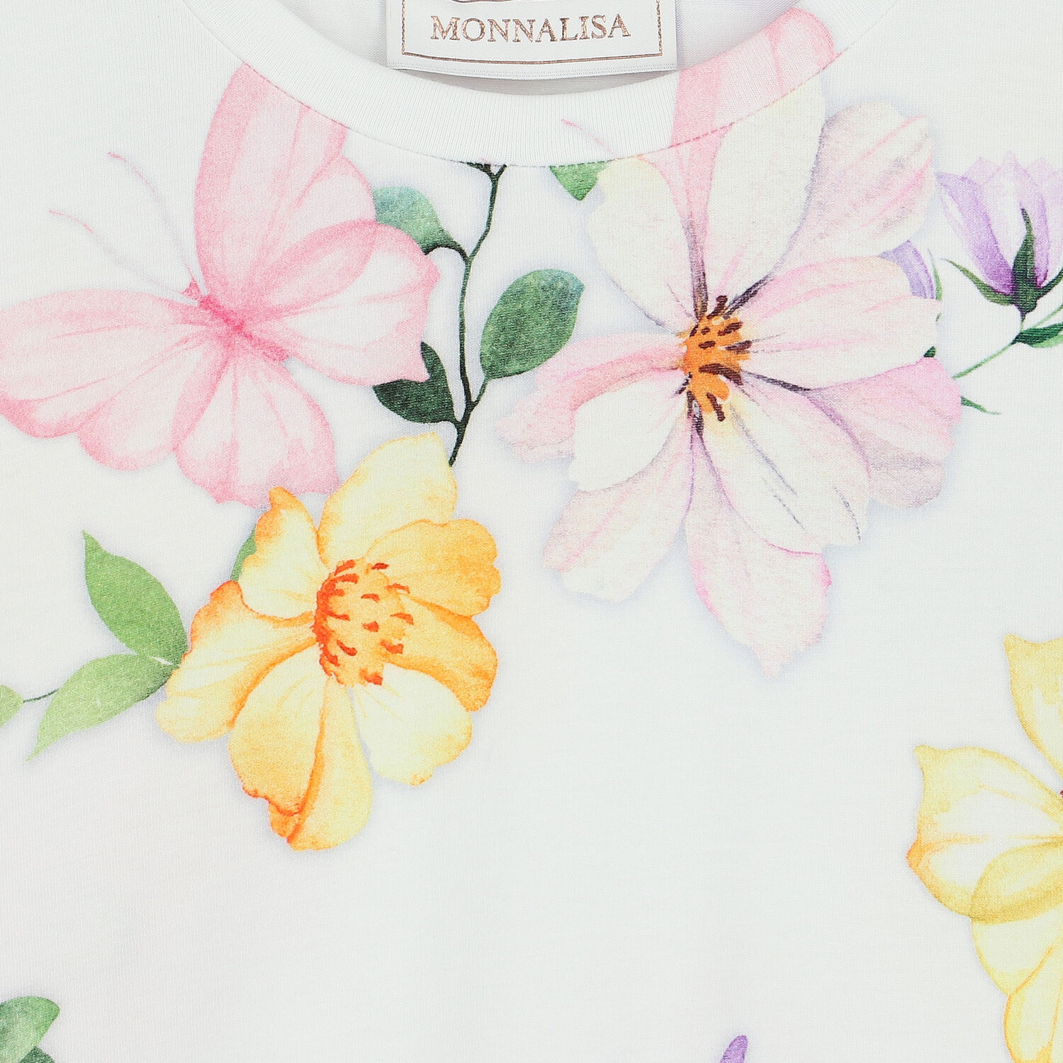 Girls White Floral Dress, 1, hi-res