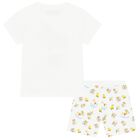 Ivory Teddy Bear Logo Shorts Set, 2, hi-res