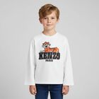 Boys White Tiger Logo Long Sleeve Top, 1, hi-res