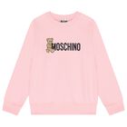 Girls Pink Teddy Bear Logo Sweatshirt, 1, hi-res