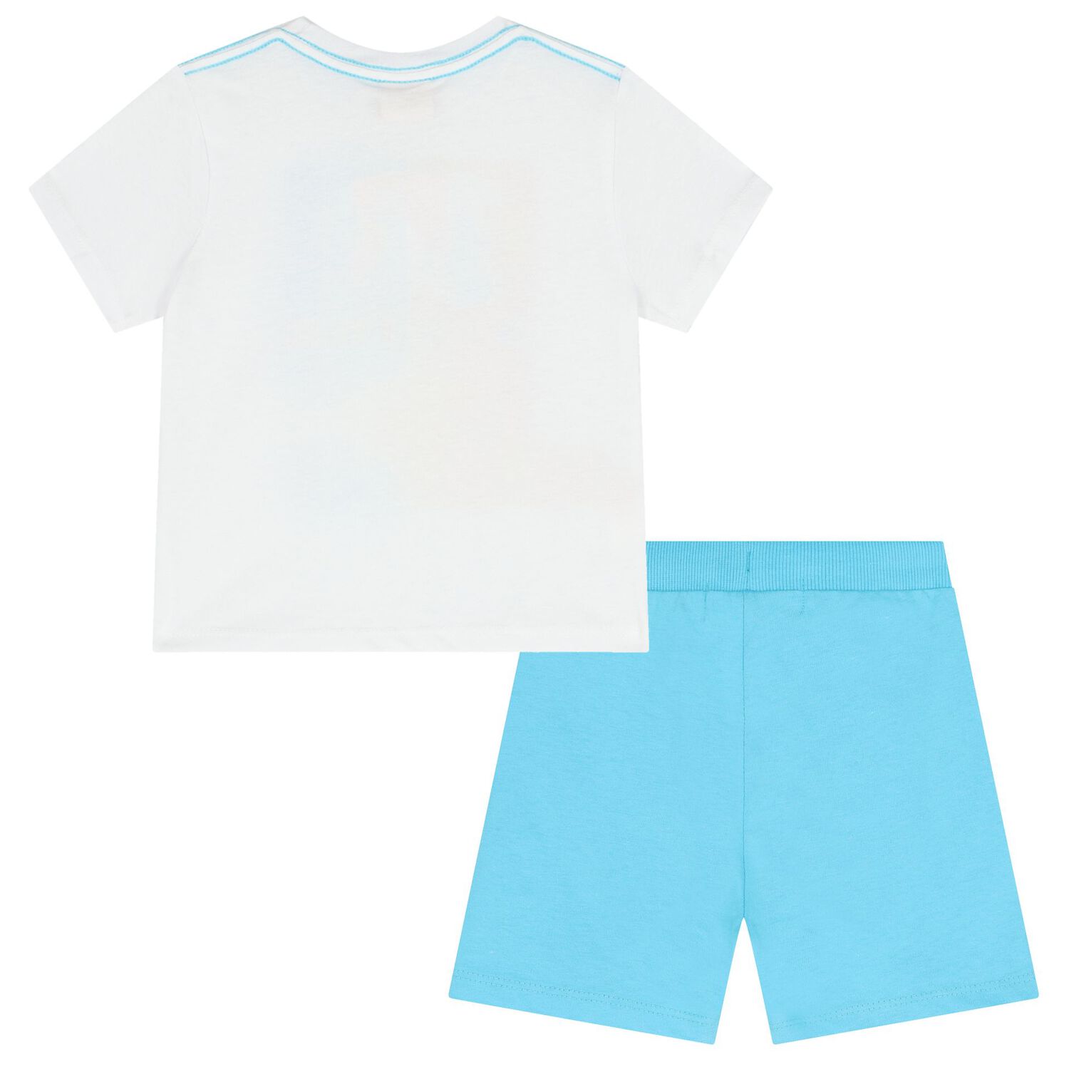 Boys White & Blue Fish Shorts Set, 1, hi-res image number null