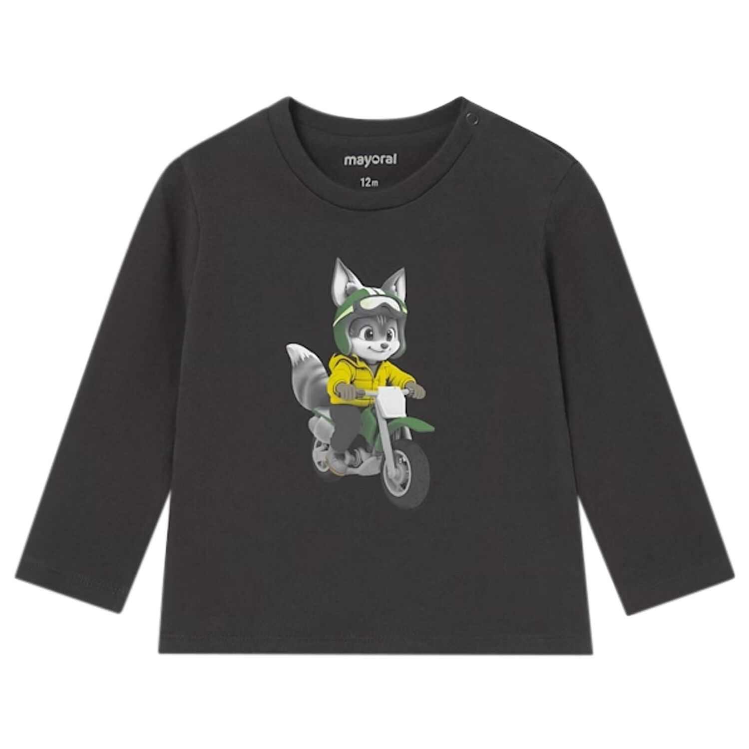 Younger Boys Black Fox Long Sleeve Top, 2, hi-res image number null