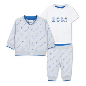 Baby Boys Blue & White Logo Tracksuit Set