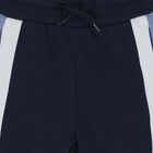 Younger Boys Navy Blue Striped Shorts, 1, hi-res