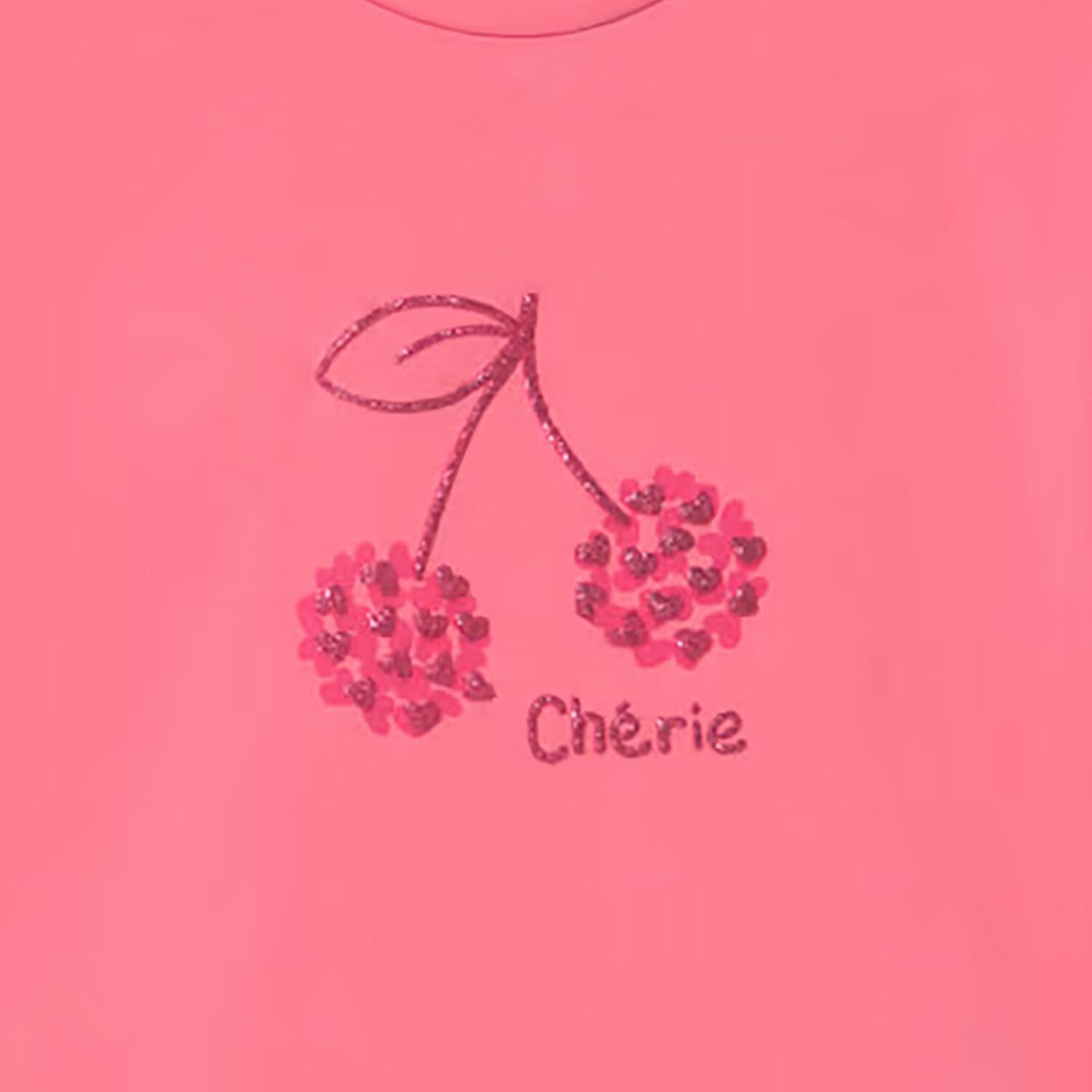 Younger Girls Pink Cherry T-Shirt, 3, hi-res