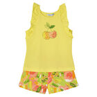 Girls Yellow Embroidered Shorts Set, 1, hi-res