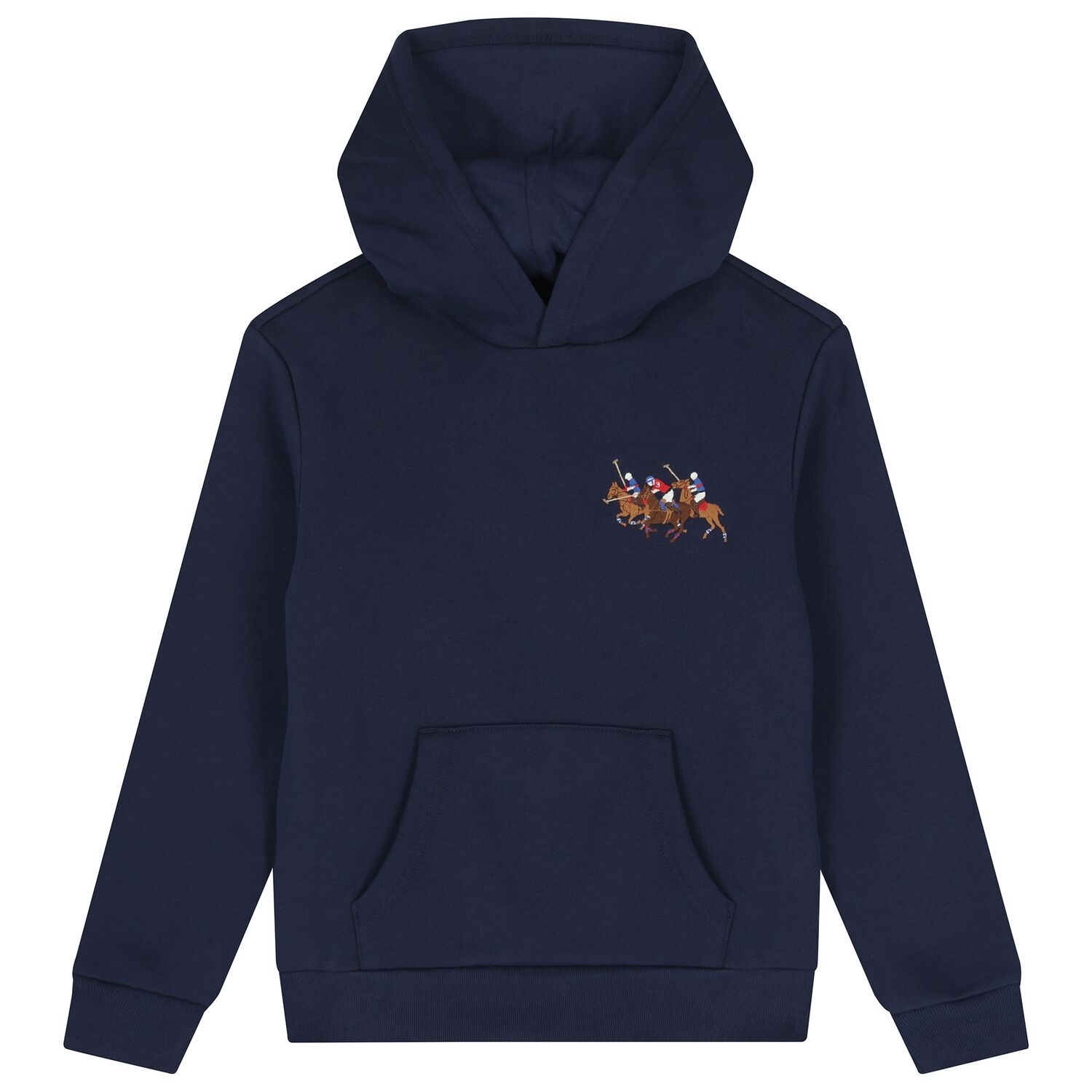 Boys Navy Blue Logo Hooded Top, 1, hi-res