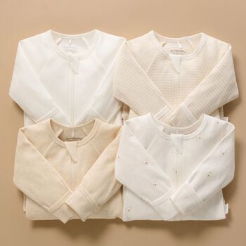 White & Beige Babygrows ( 4 Pack )