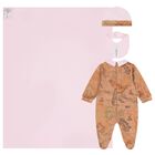 Baby Girls Beige & Pink Geo Map Babygrow Gift Set, 2, hi-res