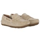 Boys Beige Suede Leather Moccasins , 1, hi-res