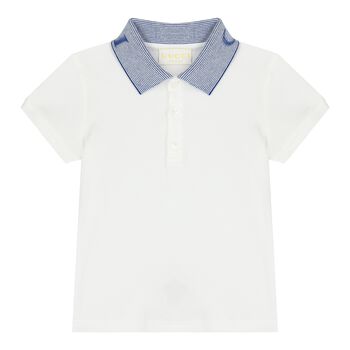 Baby Boys White & Blue Polo Shirt