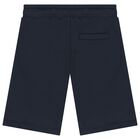 Boys Navy Blue Logo Shorts, 2, hi-res