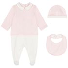 Baby Girls Pink & White Logo Babygrow Gift Set, 3, hi-res