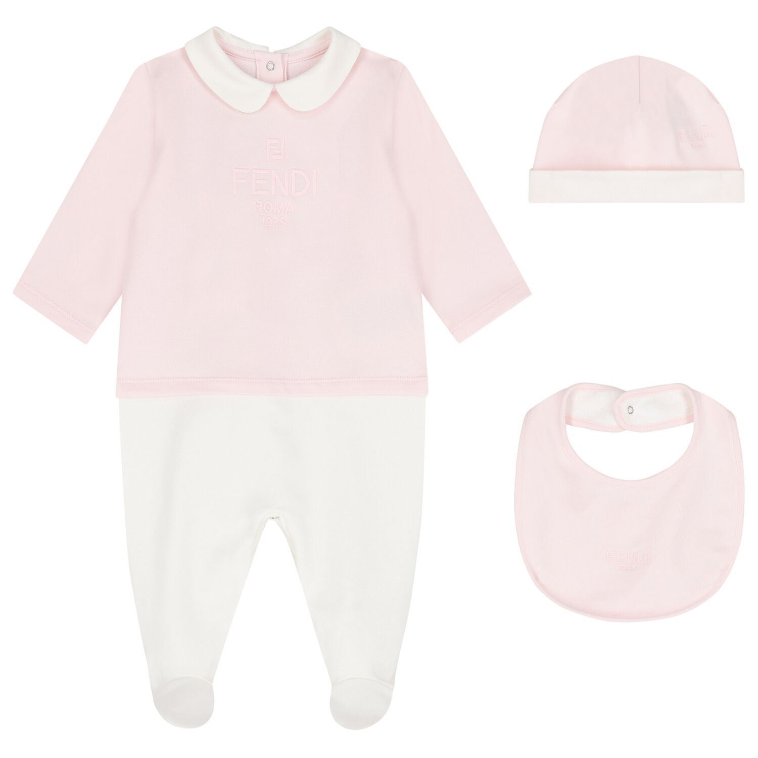 Baby Girls Pink & White Logo Babygrow Gift Set, 3, hi-res