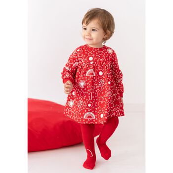Girls Red Heart Dress Set