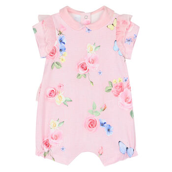 Baby Girls Pink Floral Romper