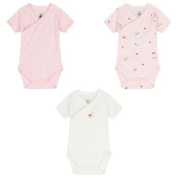 Baby Girls Ivory Strawberry Bodysuit ( 3-Pack )