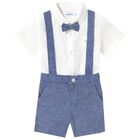 Younger Boys Navy Blue & Ivory Shorts Set, 3, hi-res
