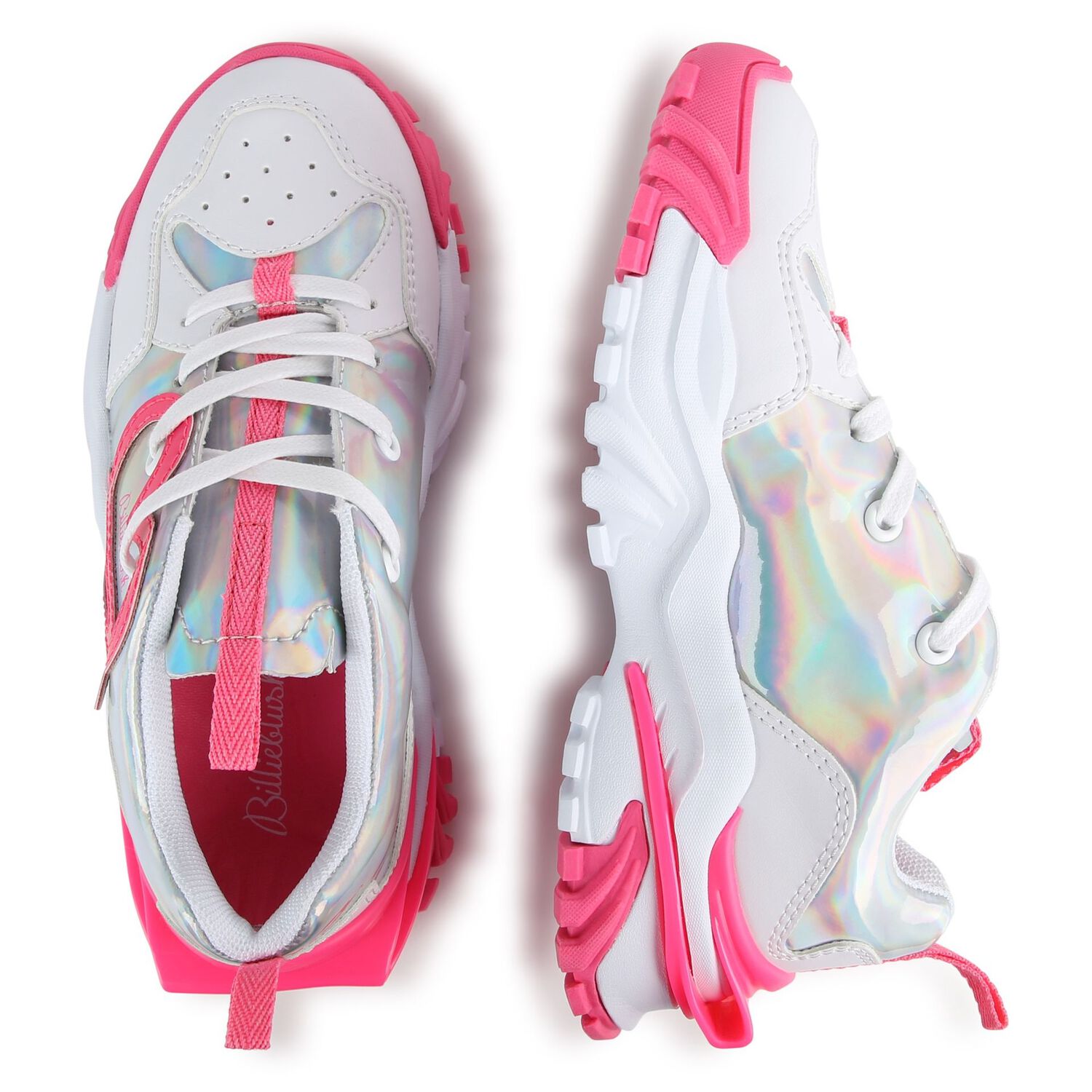 Girls White & Pink Logo Trainers, 1, hi-res