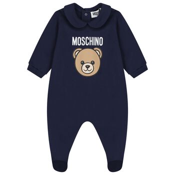 Navy Blue Teddy Bear Logo Babygrow