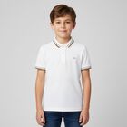 Boys White Logo Polo Shirt, 1, hi-res