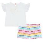 Girls White Logo Shorts Set, 1, hi-res