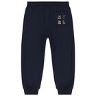 Younger Boys Navy Blue, Grey & Yellow 3 Piece Tracksuit Set, 1, hi-res