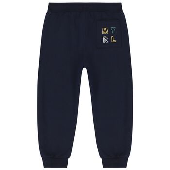 Younger Boys Navy Blue, Grey & Yellow 3 Piece Tracksuit Set