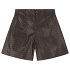 Girls Brown Faux Leather Shorts, 1, hi-res