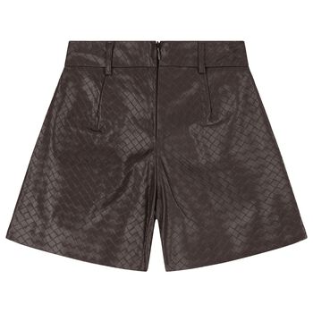 Girls Brown Faux Leather Shorts