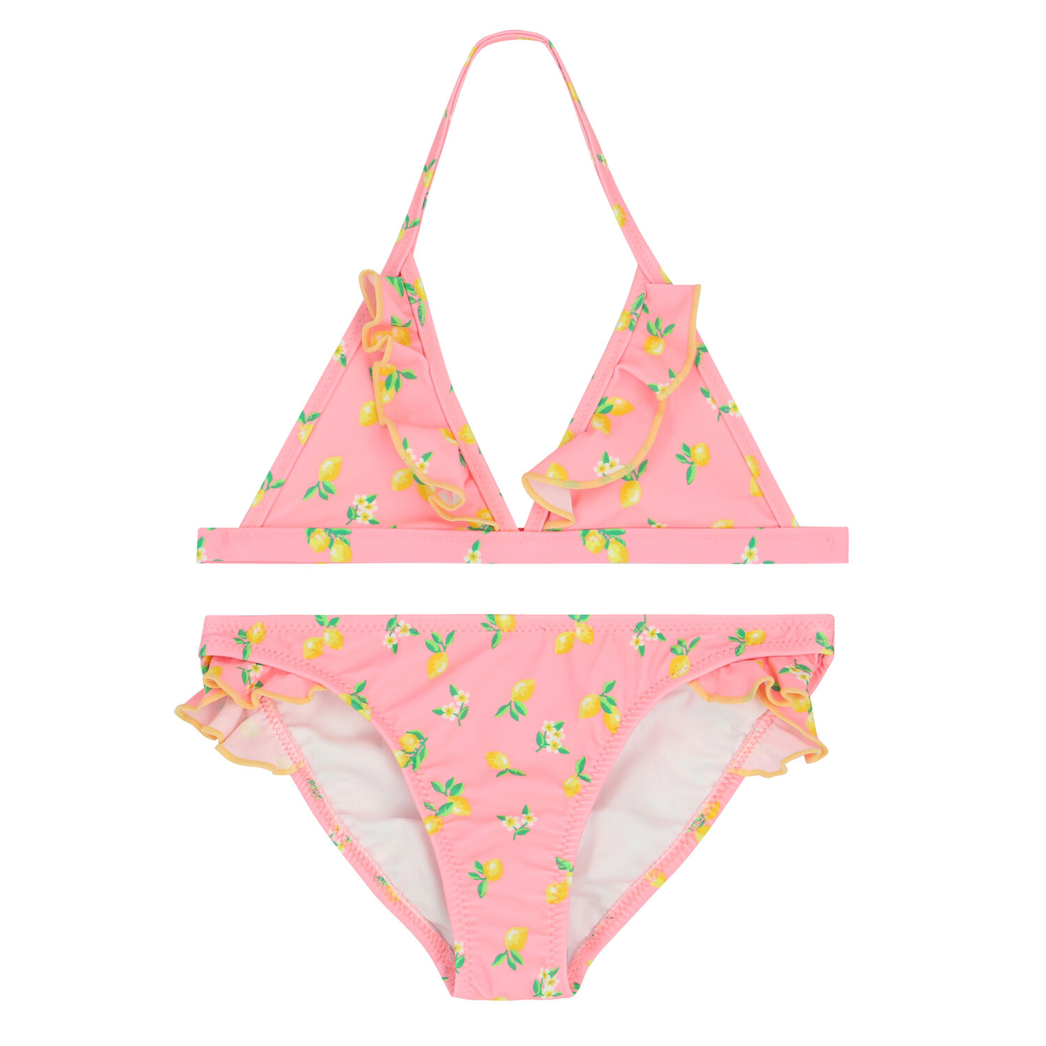 Girls Pink Lemon & Floral Bikini, 1, hi-res