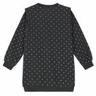 Girls Grey Dots Sweatshirt Dress, 1, hi-res