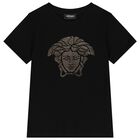 Girls Black Logo Medusa T-Shirt, 1, hi-res