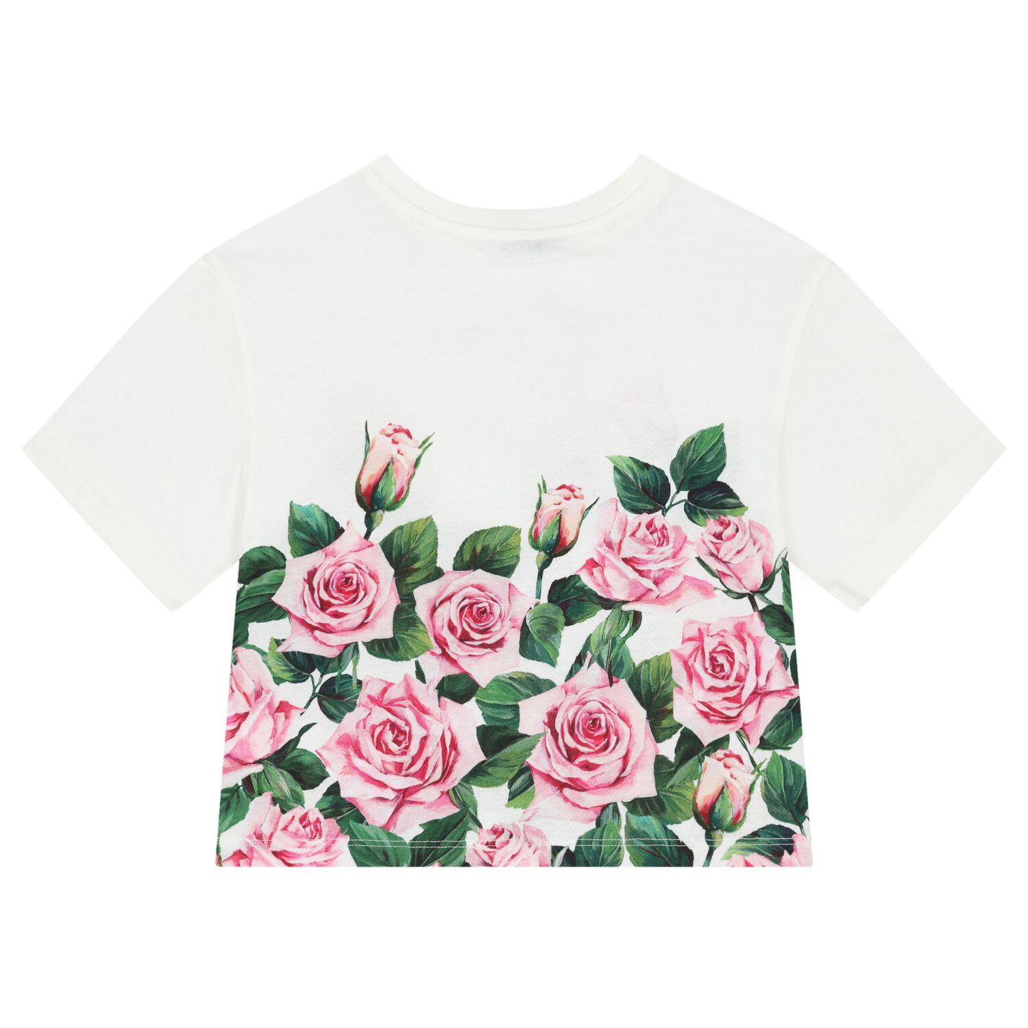 Girls Ivory & Pink Rose T-Shirt, 1, hi-res image number null