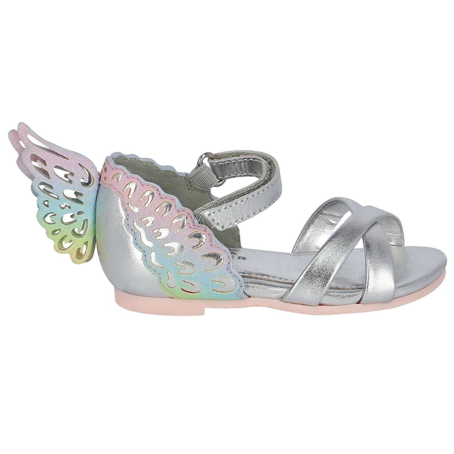 Younger Girls Silver Butterfly Sandals, 1, hi-res image number null