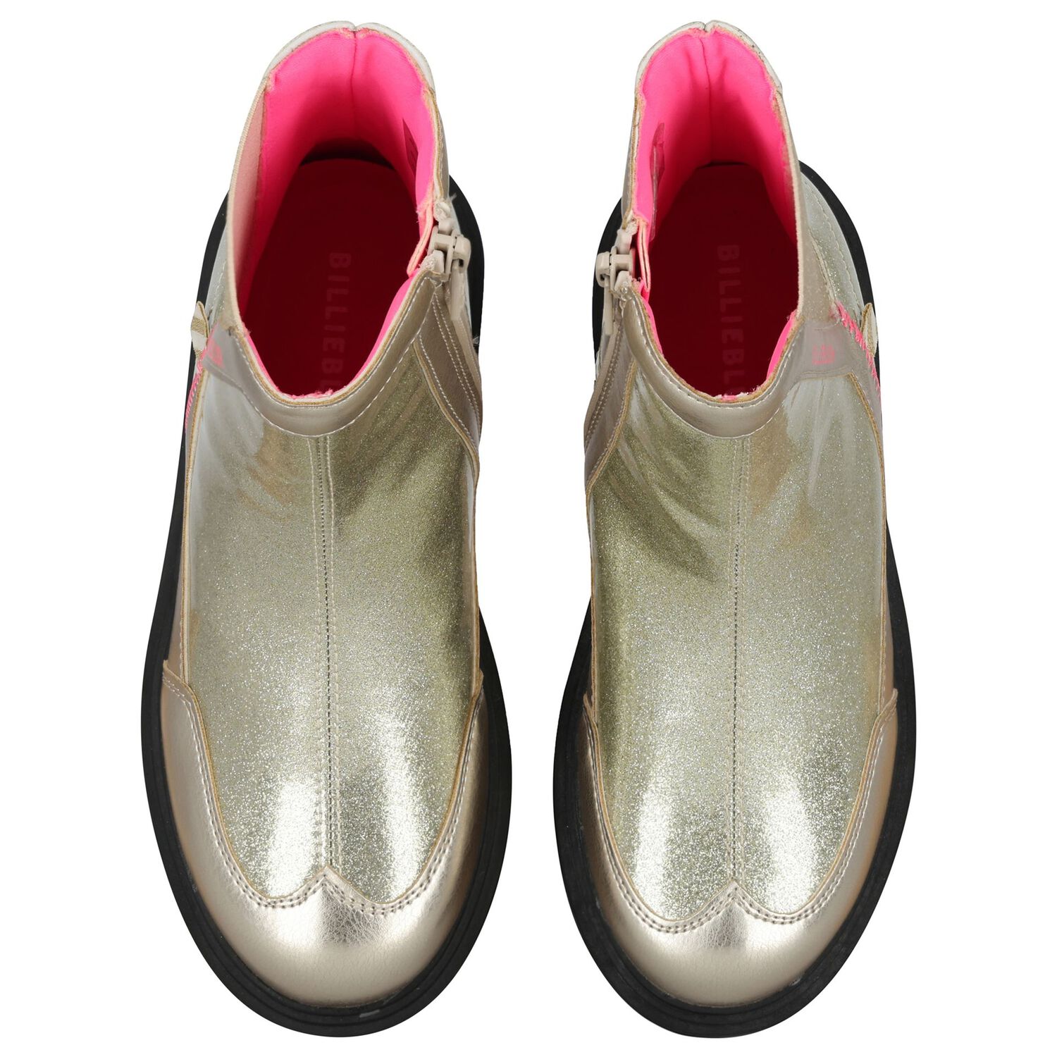 Girls Gold Faux Leather Ankle Boots, 1, hi-res