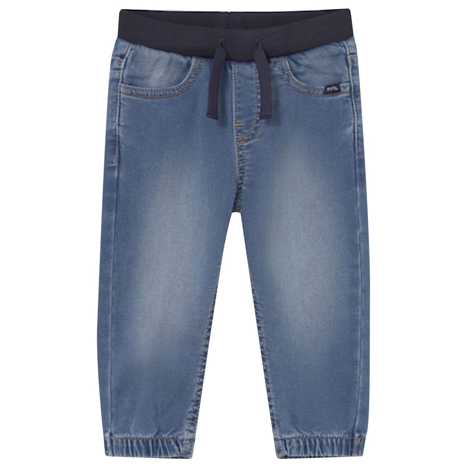 Younger Boys Blue Denim Joggers, 1, hi-res