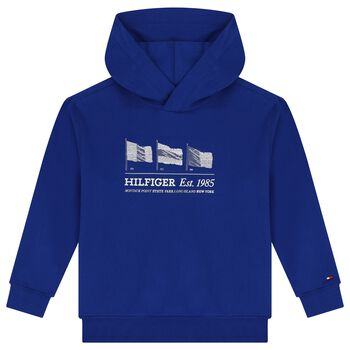 Boys Blue Logo Hooded Top