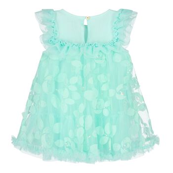 Baby Girls Green Appliqued Tulle Dress