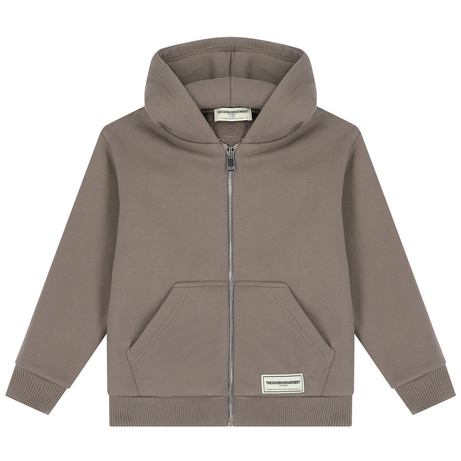 Beige Logo Hooded Zip Up Top, 1, hi-res