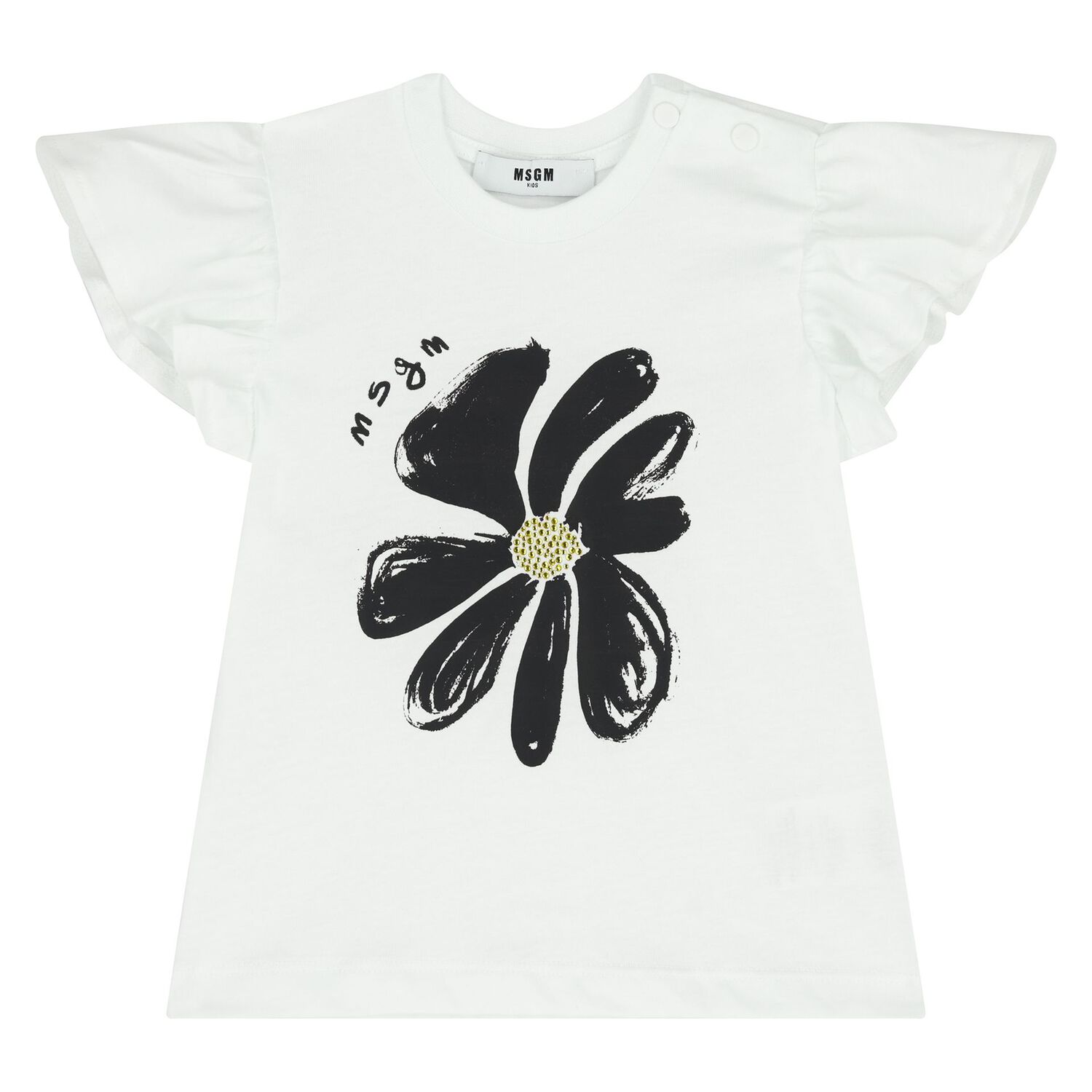 Younger Girls White & Yellow Shorts Set, 1, hi-res