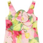 Girls Pink & Green Flower Satin Jumpsuit, 1, hi-res