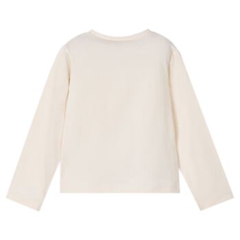 Girls Ivory Flower Long Sleeve Top