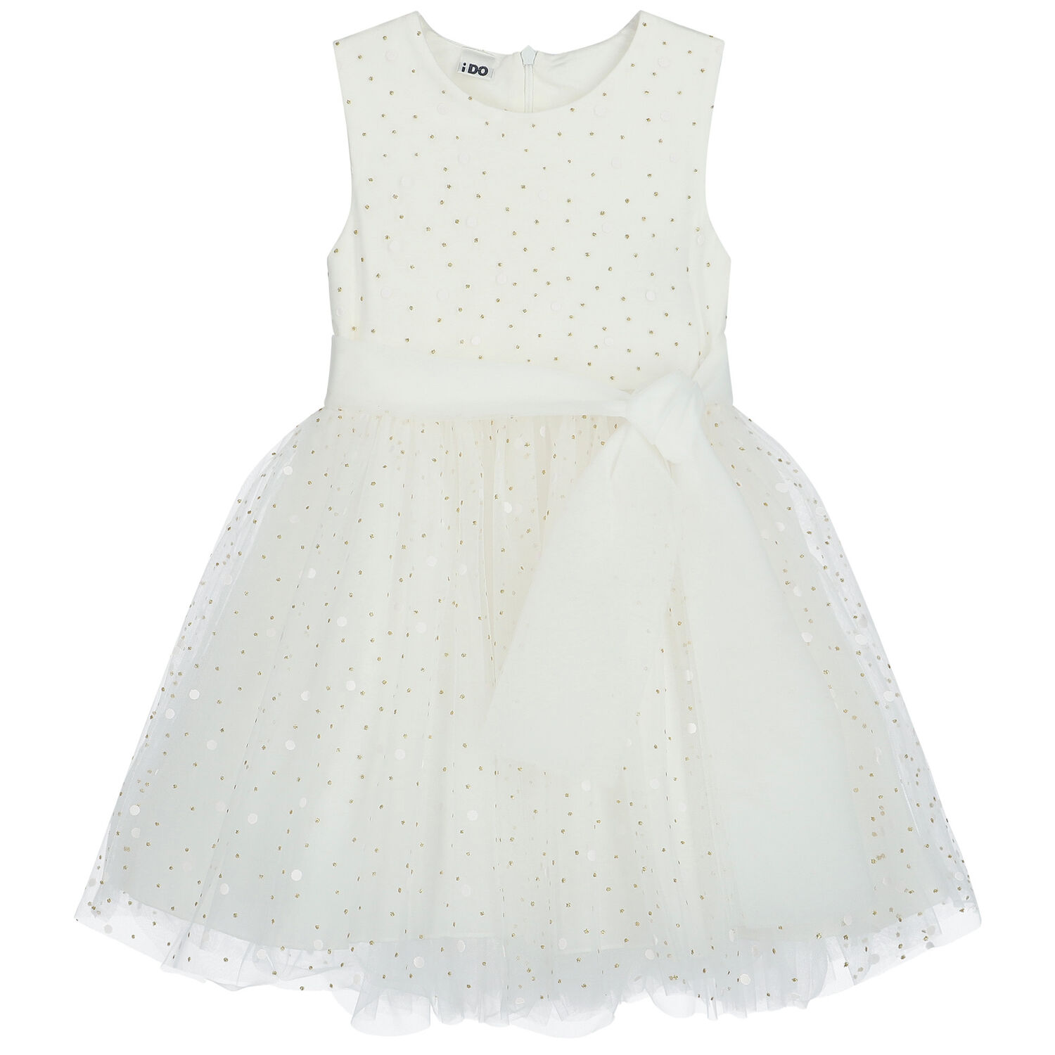 Girls Ivory & Gold Tulle Dress, 1, hi-res image number null