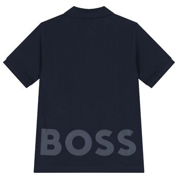 Boys Navy Blue Logo Polo Shirt